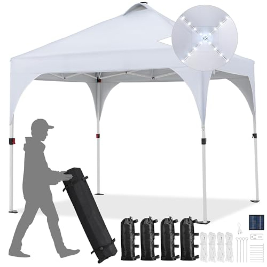 Outdoor Lighting Solar - Outdoor garden gazebo tent: 10x10ft pop-up
