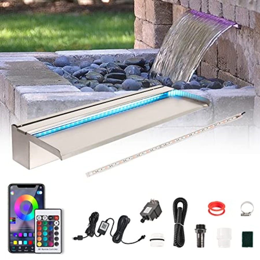 Outdoor Lighting Wall Mount - Outdoor pool waterfall spillway kit with