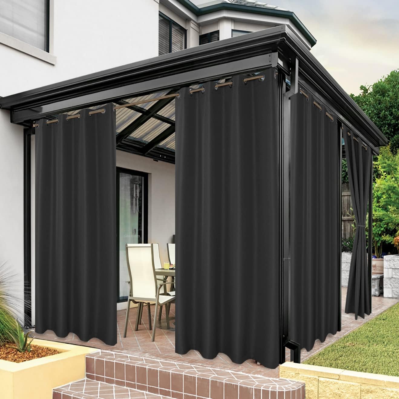 Outdoor Lighting Gazebo - Outdoor Waterproof Curtains for Patio Privacy,