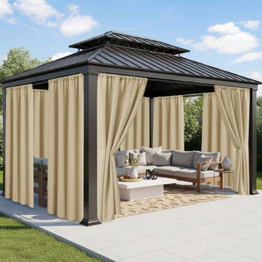 Outdoor Lighting Gazebo - Outdoor Curtains for Patio Waterproof -