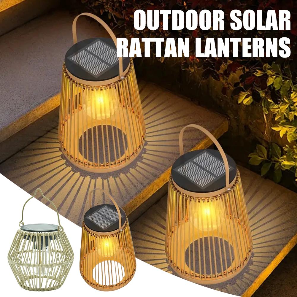 Outdoor Lighting Solar - IP65 Waterproof Solar Rattan Lantern Por