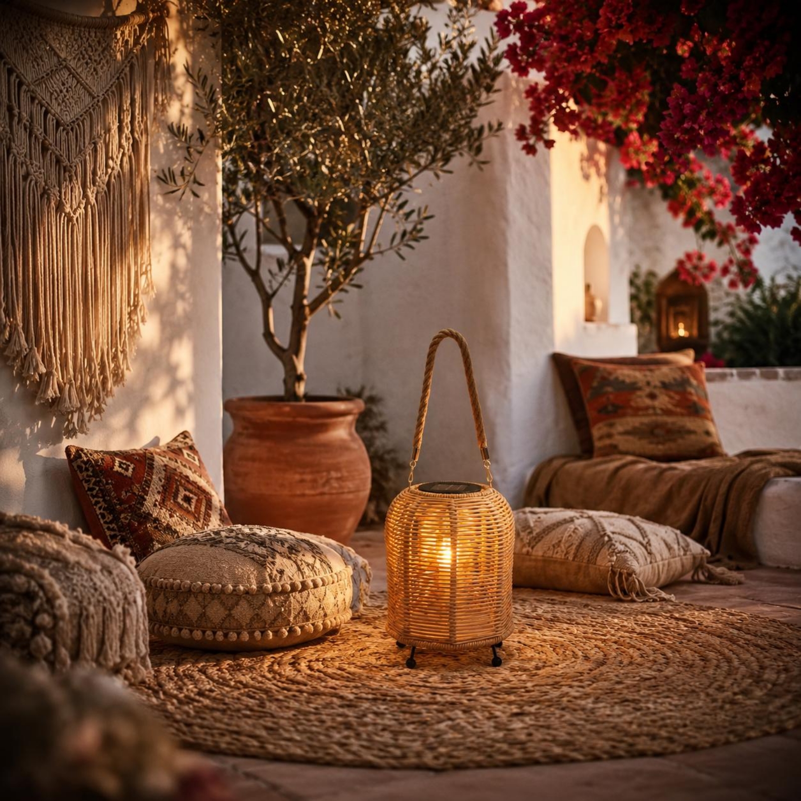 Outdoor Lighting Restaurant - Handwoven Solar Lantern Warm LED Handwoven