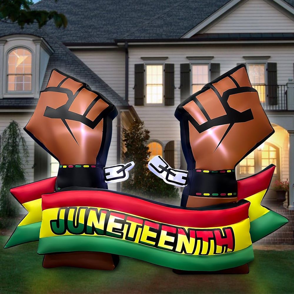 Outdoor Lighting On House - 6.5FT Long Juneteenth Iatables Decorations, Black