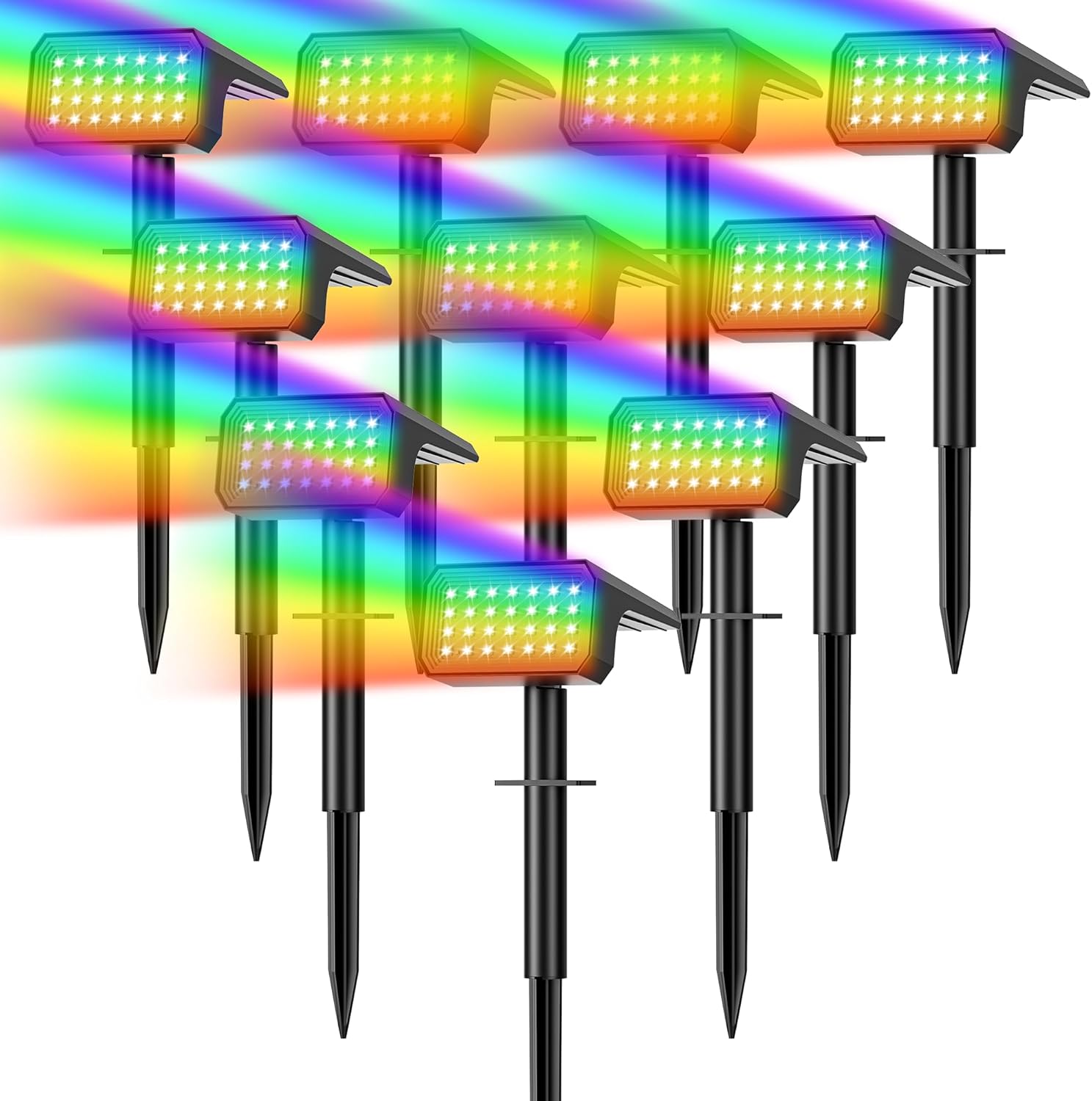Outdoor Lighting Solar - 10-Pack Solar Spot Lights, 28 LED