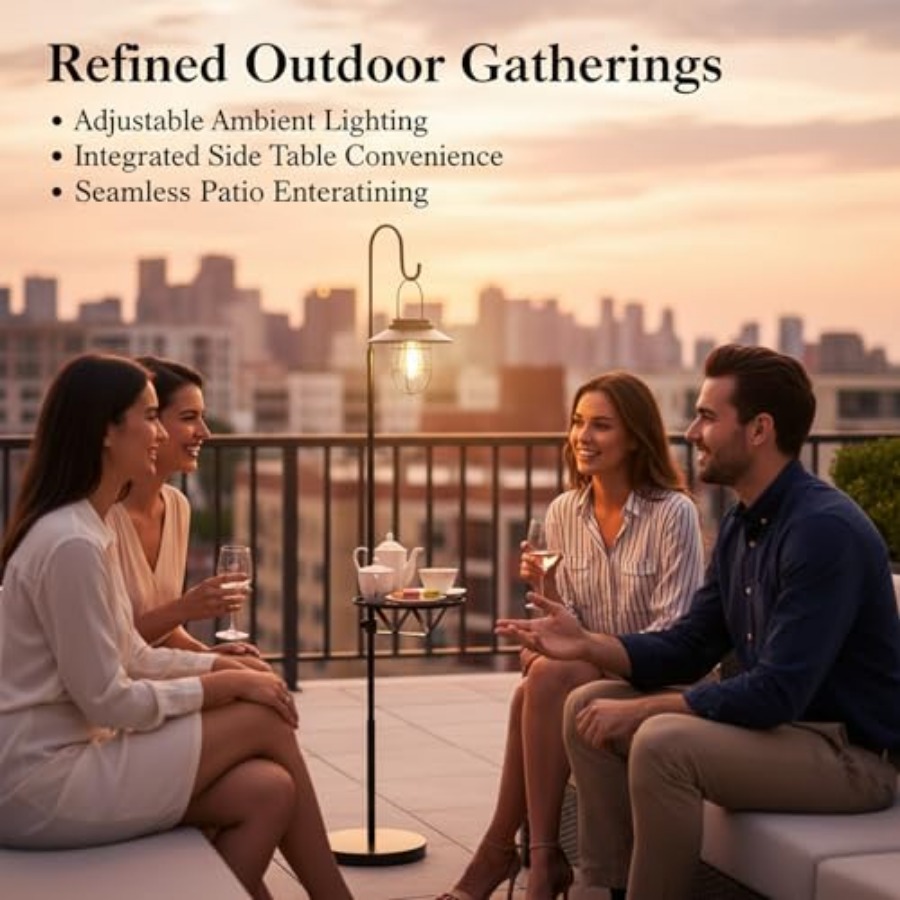 Solar Floor Lamp with Table, 6 - Outdoor Lighting Solar のレビューと価格
