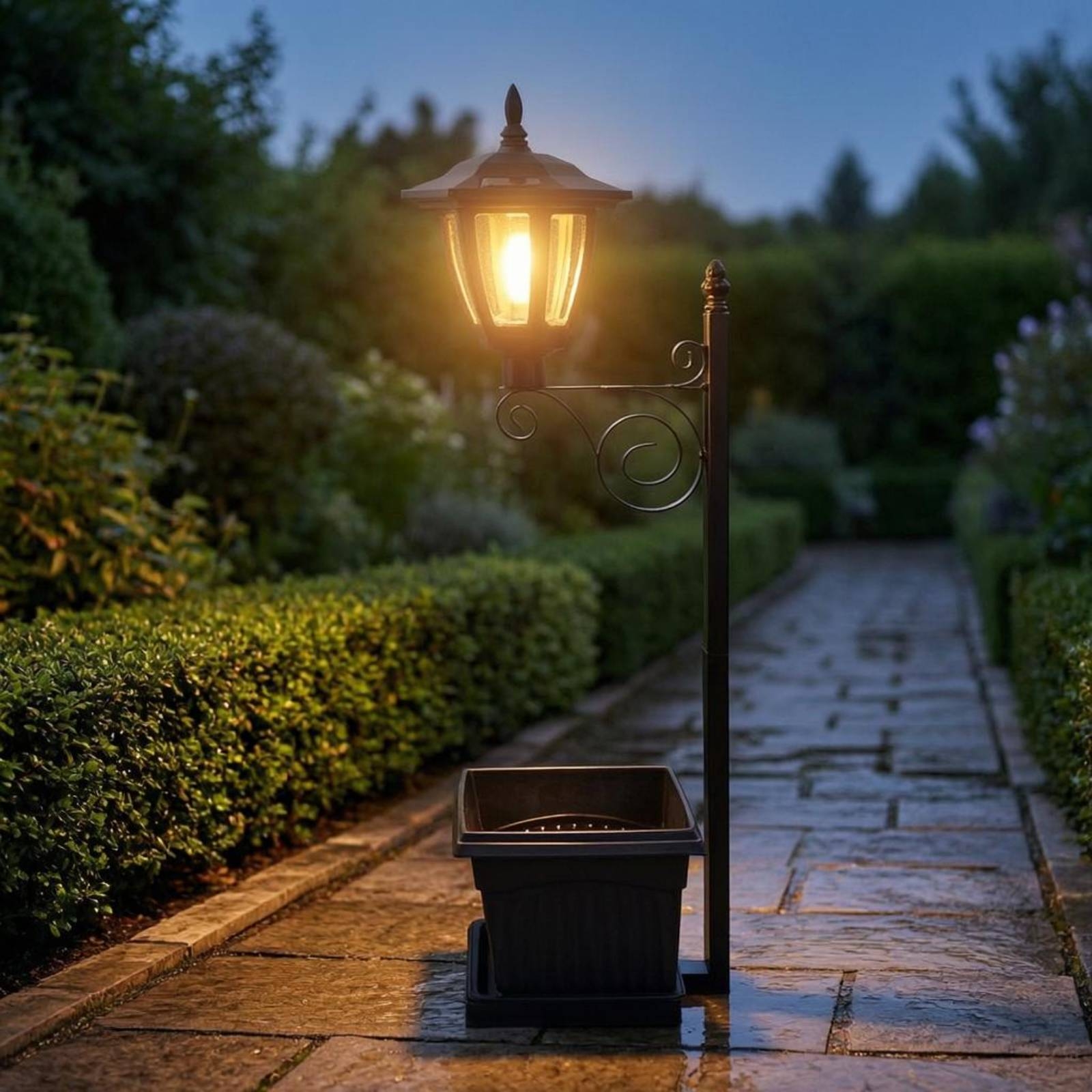 Solar Flower Pot Light Wrought - Outdoor Lighting Battery のレビューと価格