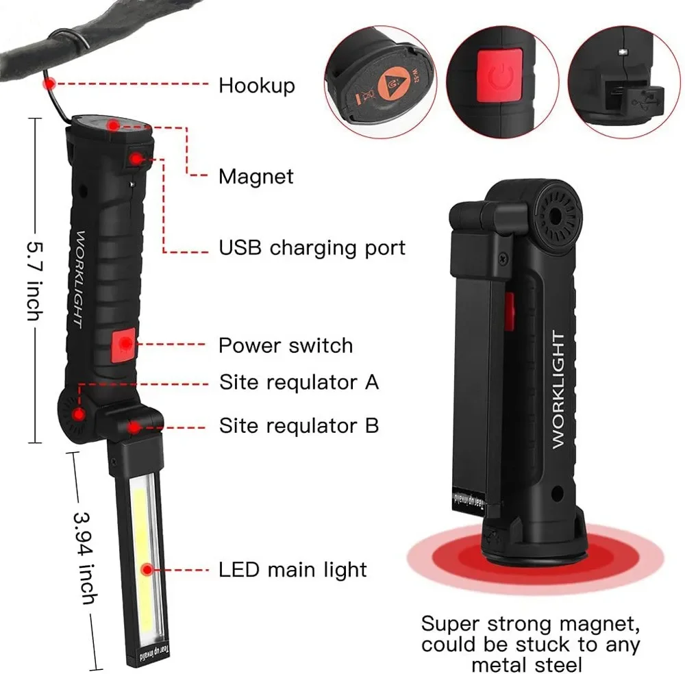 Portable COB LED Flashlight US - Outdoor Lighting Usb のレビューと価格