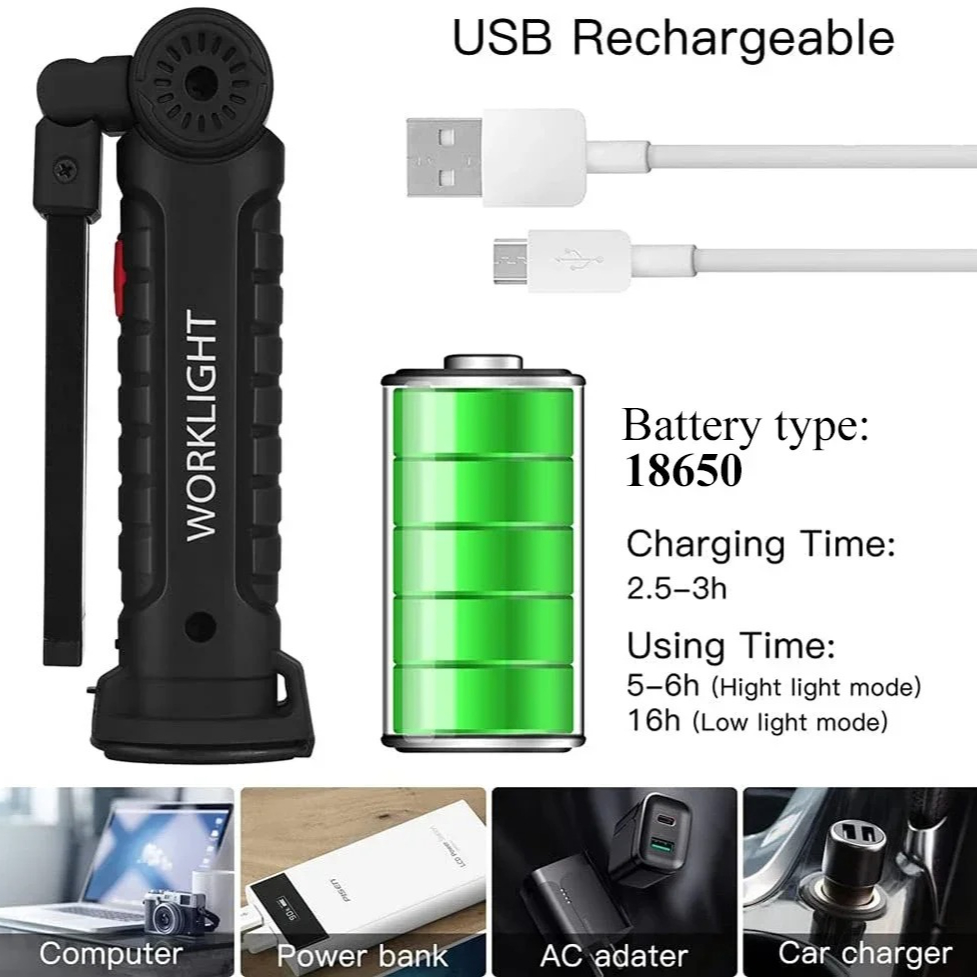 Portable COB LED Flashlight US - Outdoor Lighting Usb のレビューと価格