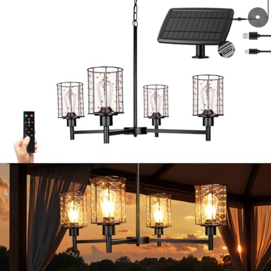 Outdoor Solar Gazebo Chandelie - Outdoor Lighting Chandelier のレビューと価格
