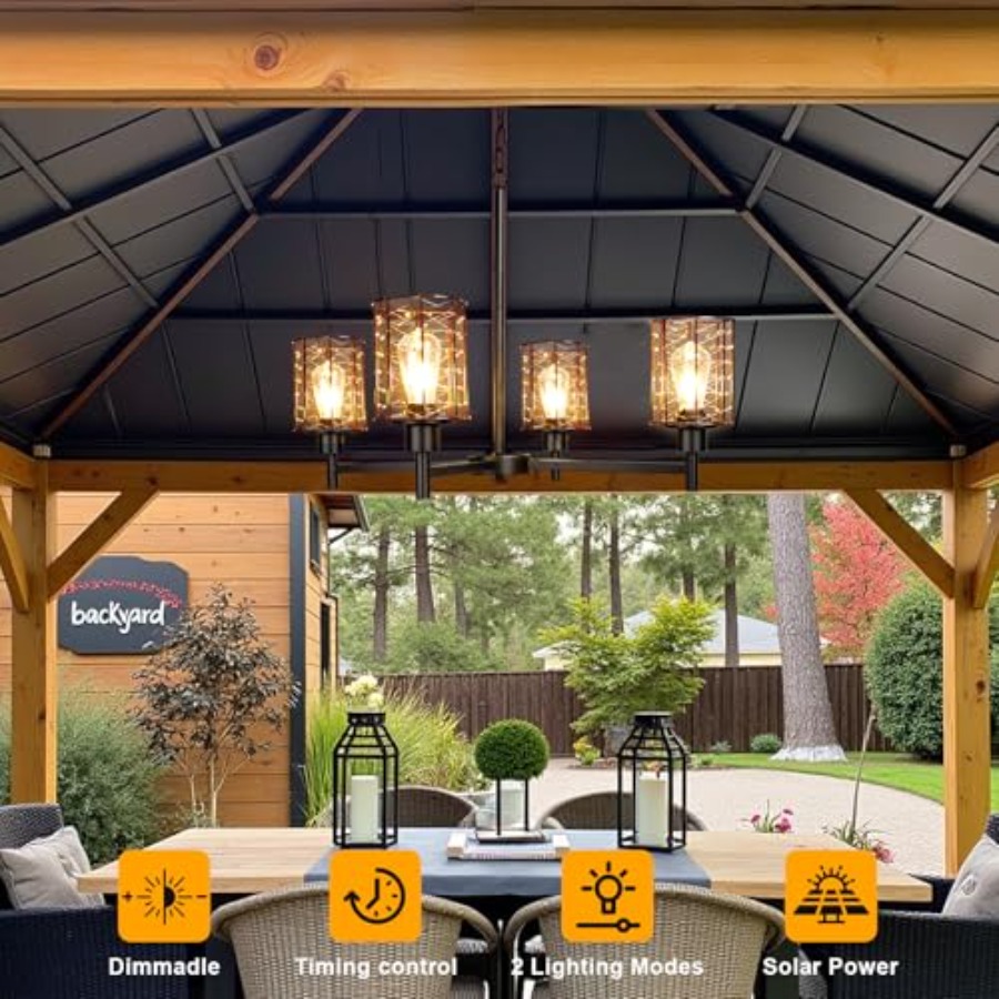 Outdoor Solar Gazebo Chandelie - Outdoor Lighting Chandelier のレビューと価格
