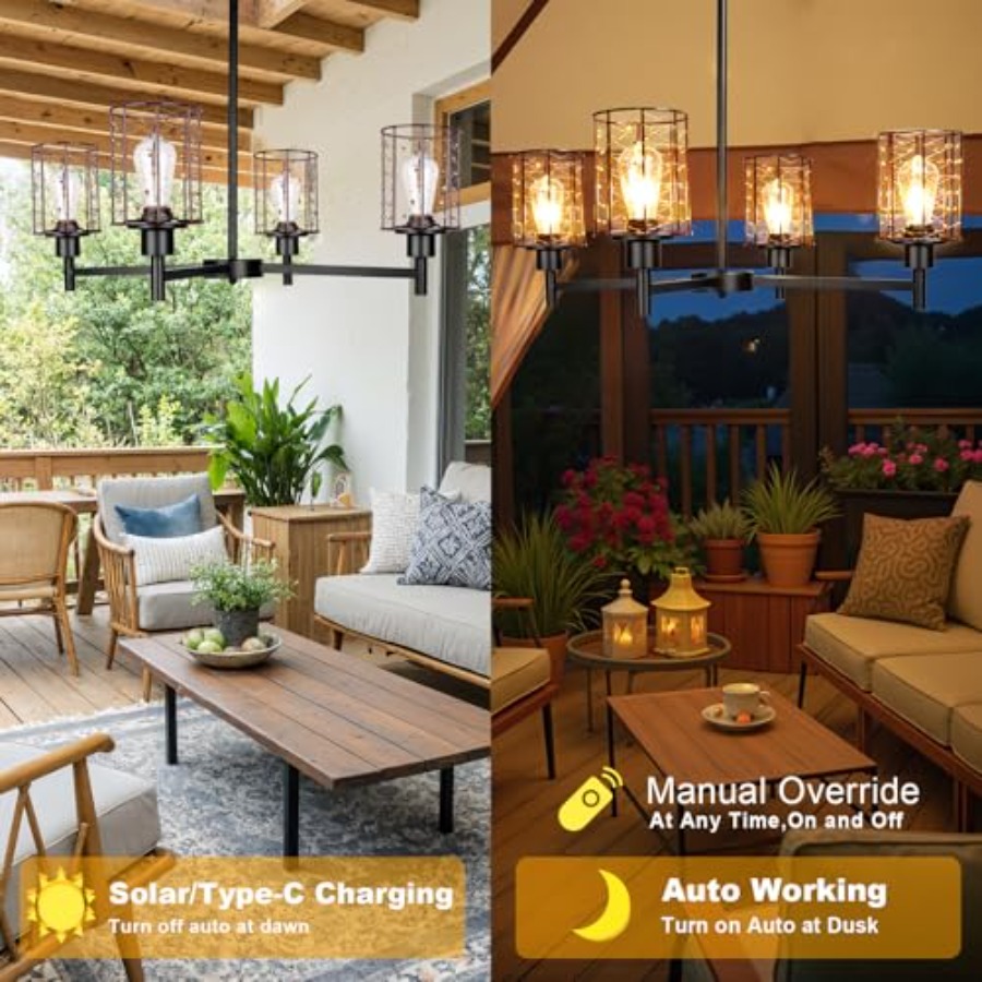 Outdoor Solar Gazebo Chandelie - Outdoor Lighting Chandelier のレビューと価格