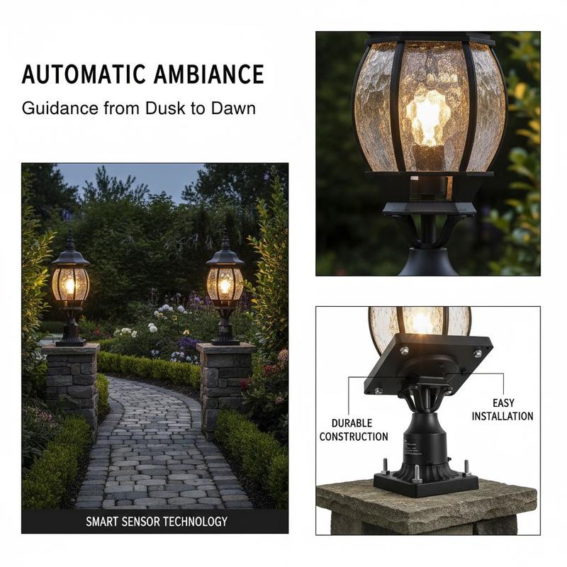 2-Pack Exterior Pillar Lantern - Outdoor Lighting Sensor のレビューと価格
