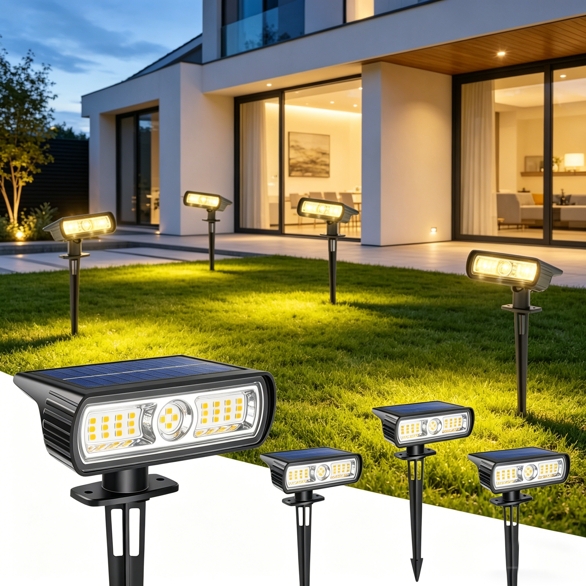 4 Pack Solar Landscape Spot Li - Outdoor Lighting Solar のレビューと価格