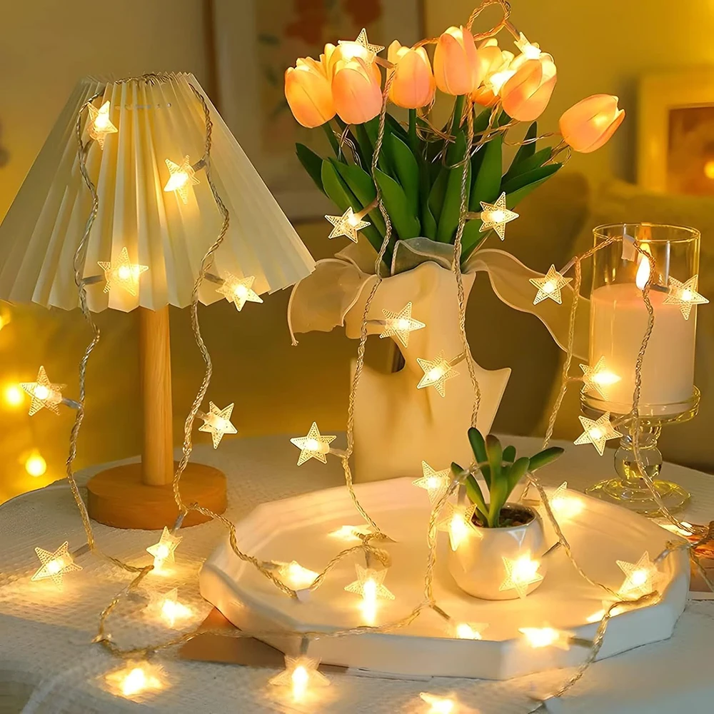 LED Star String Lights USB/Bat - Outdoor Lighting On House のレビューと価格