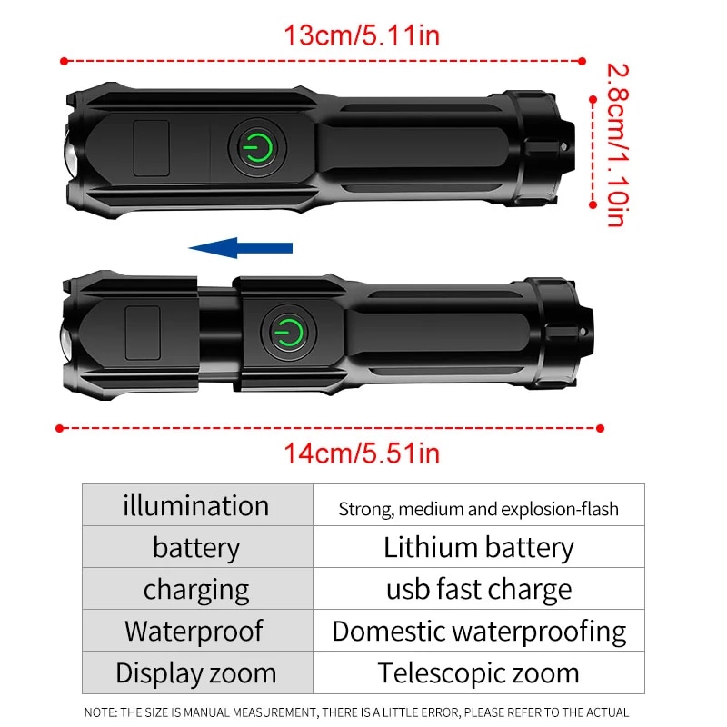 Super Bright Flashlight USB Re - Outdoor Lighting The Range のレビューと価格