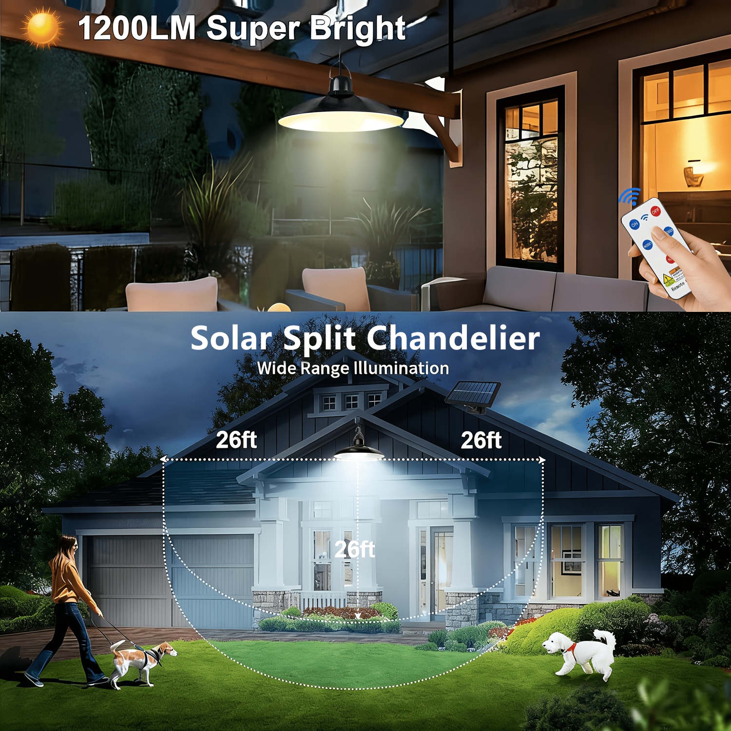 1pc Solar Pendant Light Outdoo - Outdoor Lighting Chandelier のレビューと価格