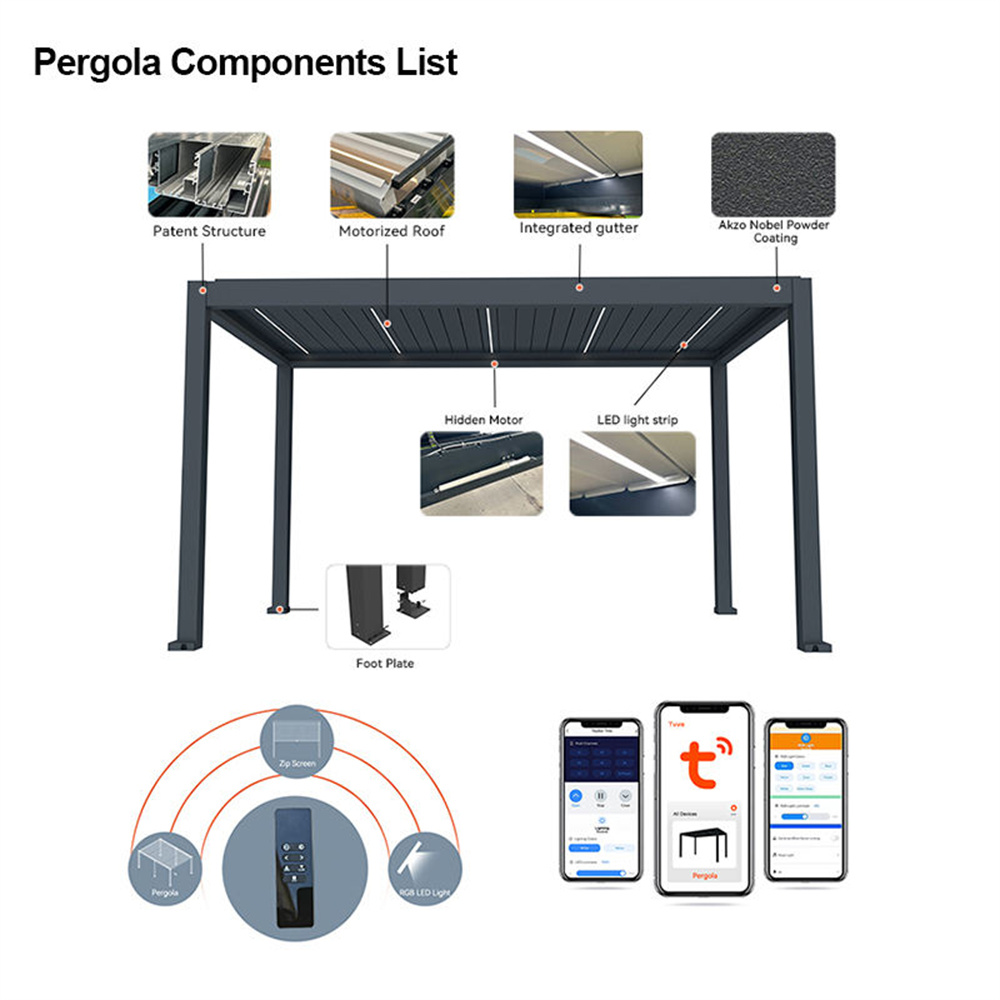 Aluminum Bioclimatic Pergola s - Outdoor Lighting Restaurant のレビューと価格