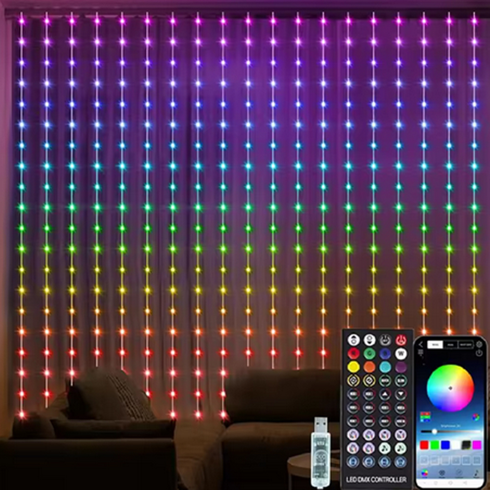 3M RGB Smart LED Curtain Light - Outdoor Lighting Usb のレビューと価格