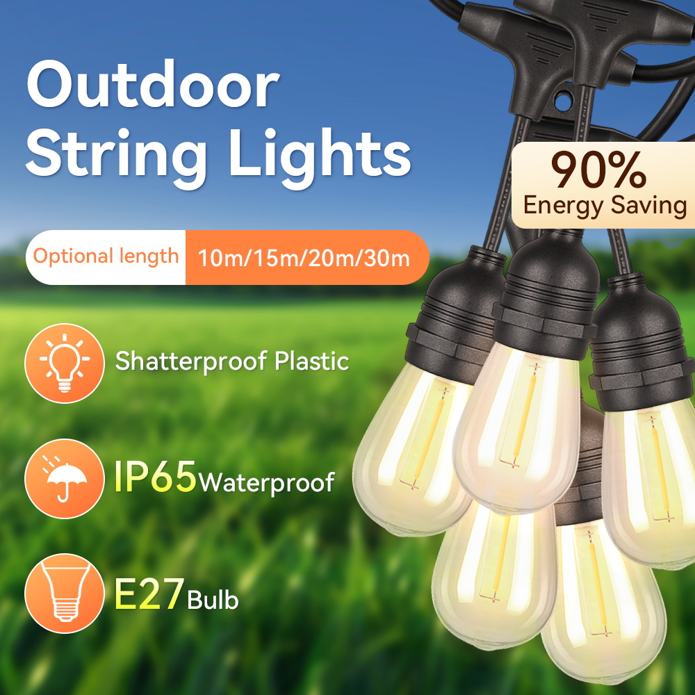 E27 Outdoor String Lights LED  - Outdoor Lighting Uk のレビューと価格