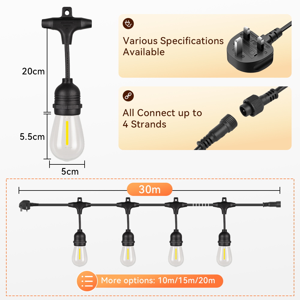 E27 Outdoor String Lights LED  - Outdoor Lighting Uk のレビューと価格